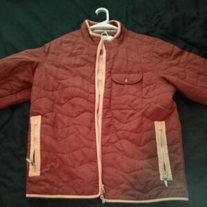 Wellen Men's Large Quilted Puffer Jacket in Brown and Tan
